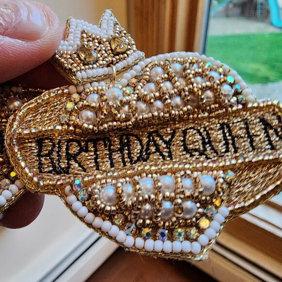 Claire's Birthday Queen Beaded Embroidered Earrings - Picture 12 of 14